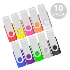 10 Pack 64 GB USB 3.0 Flash Drives Thumb Drive Memory Stick Swivel Jump Drives