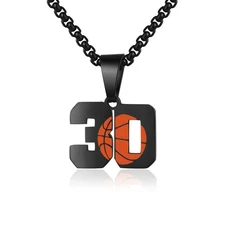 ZRAY Basketball Number Necklace for Men Black 0-99 Athletes Jersey Number Sta...