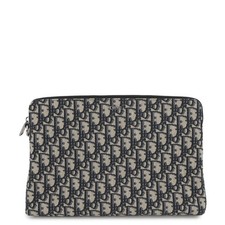 Dior Oblique A4 Zip Pouch Clutch Bag Canvas Beige/Black 2ESCA421YKY H27E