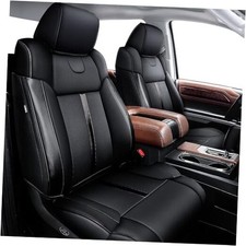 Leather Seat Covers For Tundra 2014-2021 Black-Black  Full Sets  CrewMax