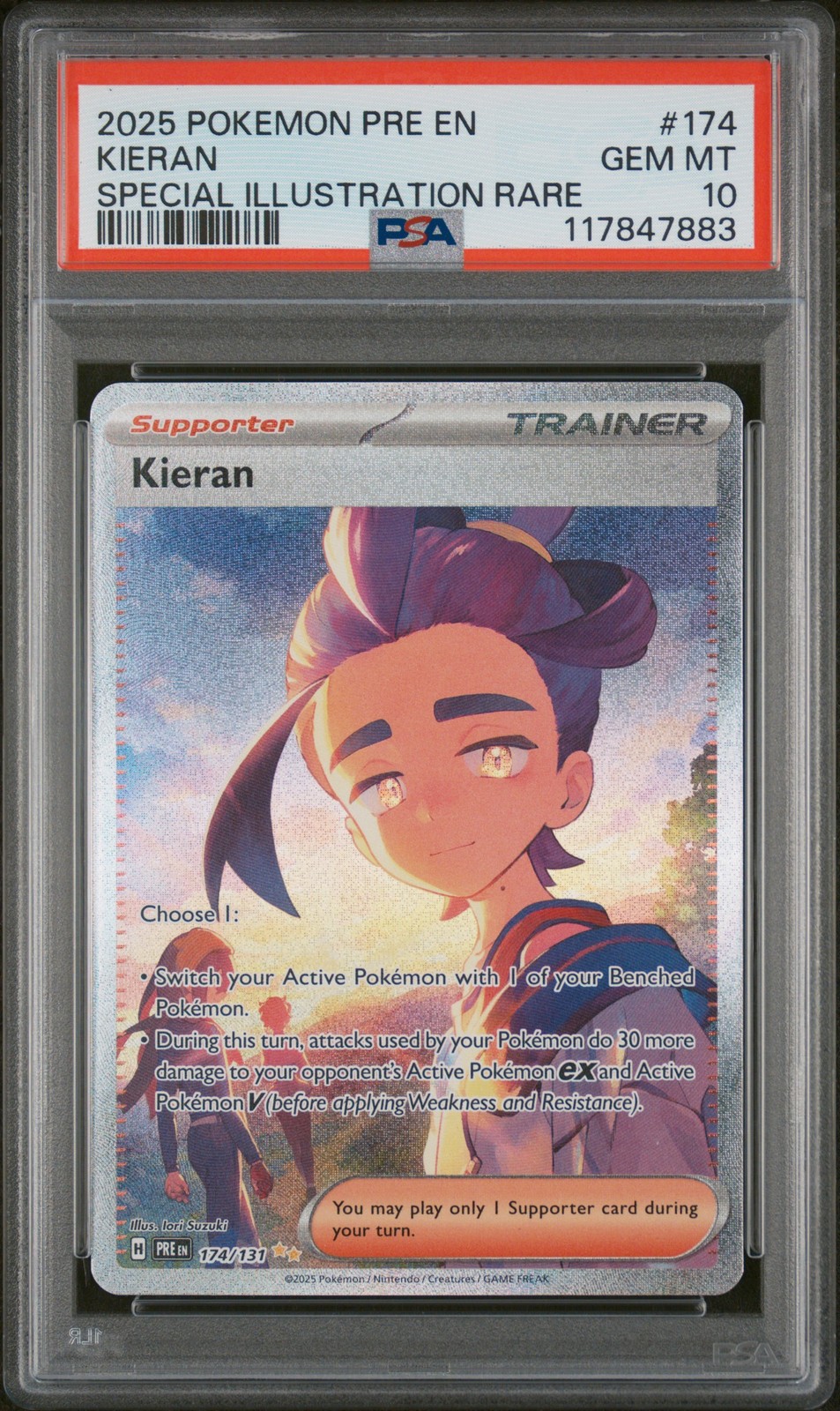 PSA 10 Gem Mint - Kieran SAR 174 Prismatic Evolutions - Pokémon TCG