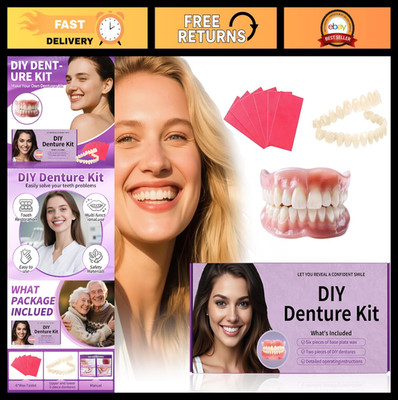 DIY Denture Kit - Complete Upper & Lower False Teeth for Smile Makeover