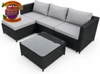 Rattan Garden Corner Sofa Set 4 Seater Patio Furniture with Table Cushions UK