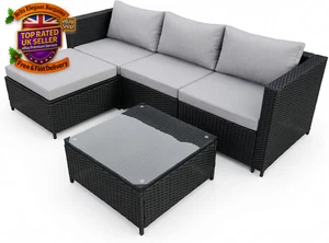 Ensemble de canapés pour le coin du jardin de Rattan 4 Meubles de patio avec coussins de table UK