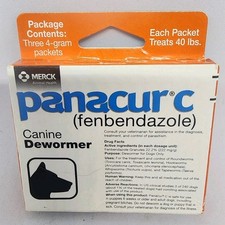 Panacur C Canine Dewormer 4 Gram, 3 Packets, 1 Packet Treats 40 lbs New 6/27 exp