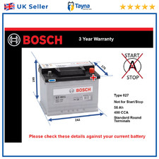 Battery fits AUDI Q3 A5 Q5 TT S3 A3 A4 Allroad A4 A6 S4 A1 Bosch 027 New