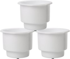 3 Pack White Plastic Cup Drink Holder Insert With Drain For Boat Car Marine Rv
