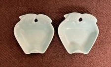 Vintage Pair ofHoenig Of California Turquoise Blue Apple Dishes 734 USA