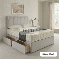 Double Divan Bed Storage Drawer 24INCH Headboard Single Vertical Plush Velvet