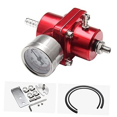 Adjustable Fuel Pressure Regulator With Gauge Hose 0-140 PSI Universal 6AN red
