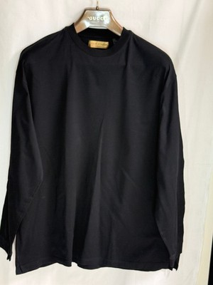 NWOT Tricots St Raphael Men's 100% Cotton Crew Neck Long Sleeve Shirt - Black-XL
