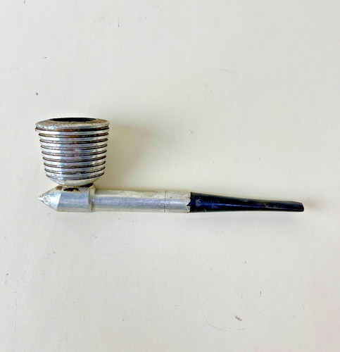 Vintage Curtis Pipe 1946 1947 Aluminum Tobacco Pipe Deco Industrial 5.75”
