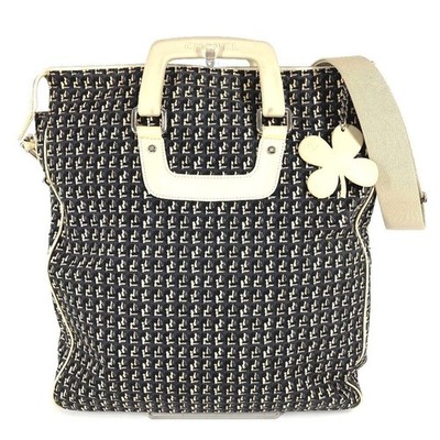 CHANEL Clover CC Logo Black 2-Way Vertical Tote Schultertasche Umhängetasche
