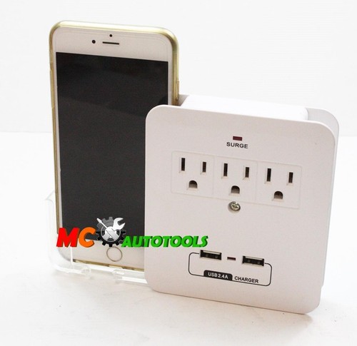 3 Outlet Power Surge Protector Wall Tap w/ 2 DUAL USB Ports 1200Joules - 第 3/3 張圖片