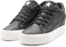 Ladies Fashion Wedge Hidden Heel Trainers – Black/White