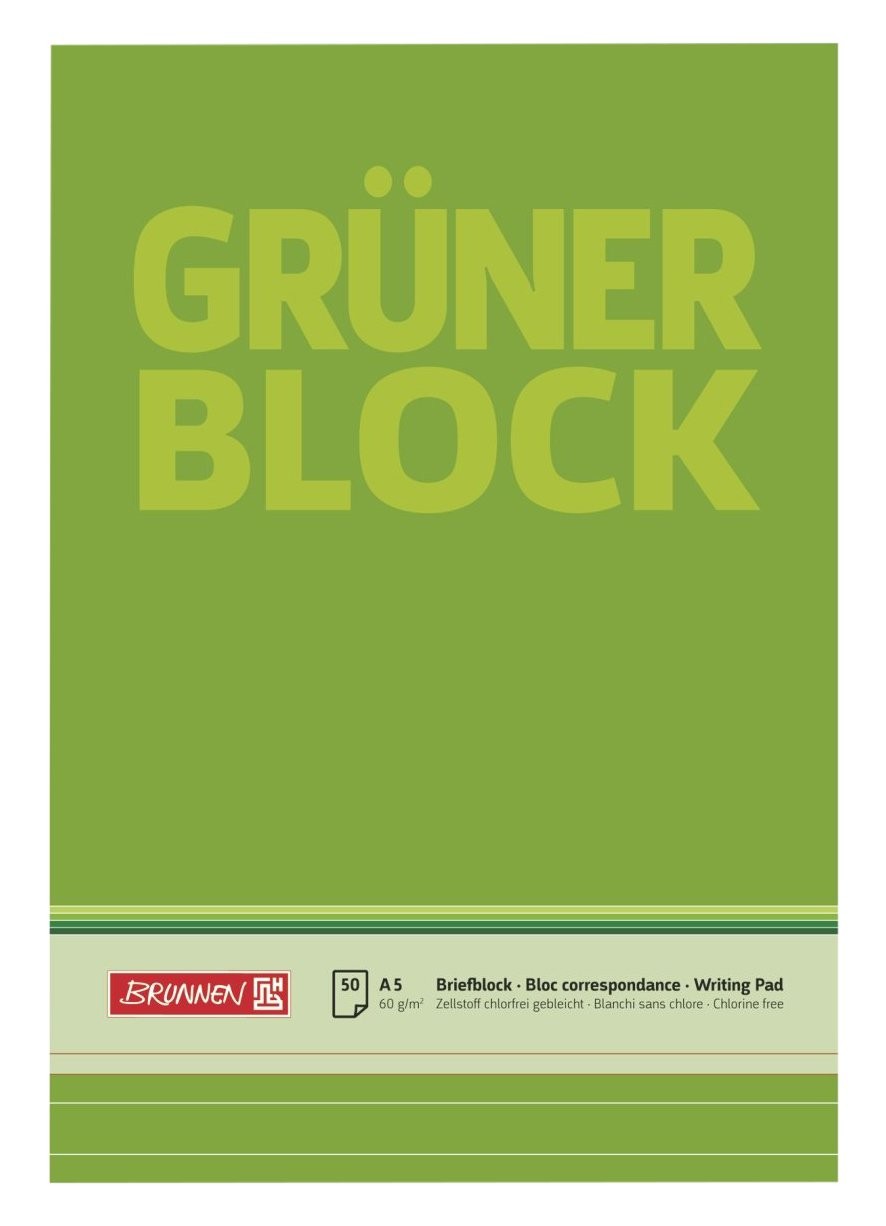 Brunnen 1052437 Notepad/Notepad/Green Block (A5, Lined, 50 Sheets, 60 g/m²)