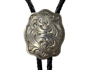 Vintage R. A. Guthrie Designs sterling silver engraved bolo tie