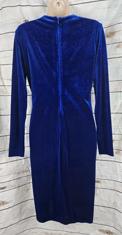 Calvin Klein синий бархат платье 8 искусственного надежном собранными в Рюш классический праздник женщин - Изображение 4 из 4