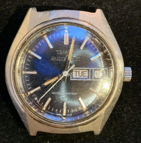 Vintage Timex Automatic With Blue Dial Man’s Wristwatch