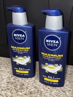 NIVEA MEN MAXIMUM HYDRATION NOURISHING LOTION 3 IN 1  16.9 OZ NWOB LOT OF 2