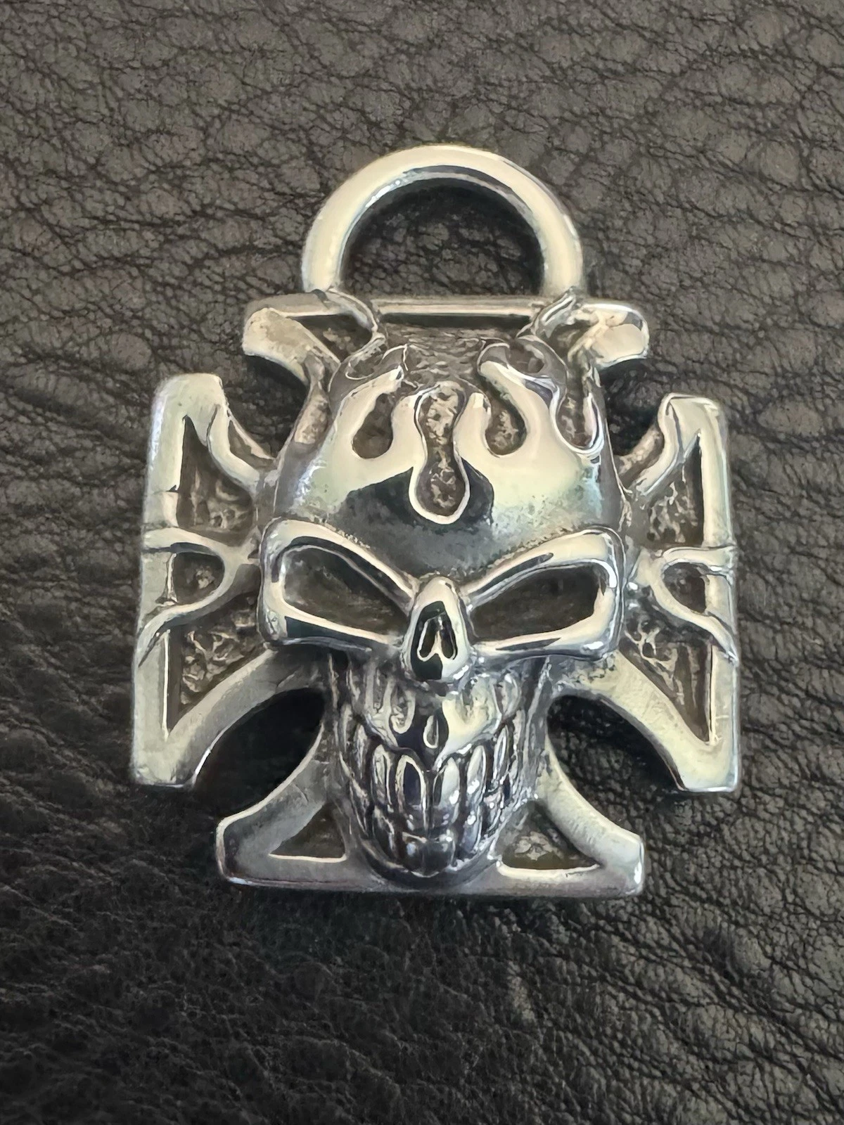 Voodoo Daddyo Chrome Hearts Style Sterling Silver Flaming Skull Pendant