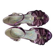 Glitter Purple Shoes Low Heel Big Girls Size 3
