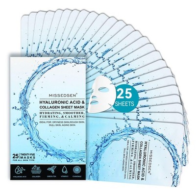 Collagen Face Mask with Hyaluronic Acid, Vitamin E Oil for Skin Care Hydratin...