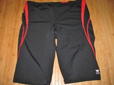 TYR Swimsuit JAMMER Size 38 Polyester SWIM Suit BLACK with RED
