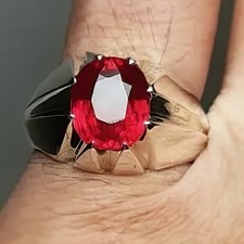 Red Ruby Gemstone With 925 Sterling Silver Ring for Men's Stylish Ring