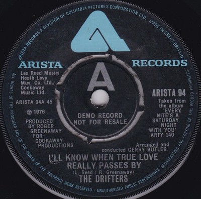 Drifters - I'll Know When True Love Really Passes By - Used V - Promo - G8100z