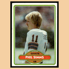 Phil Simms Rookie #225 1980 Topps New York Giants Football Card NFL EX. rookie card picture