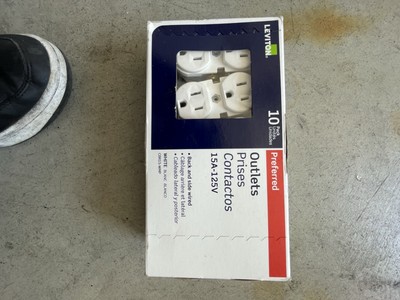 Leviton Plus + 15A - 125V. Tamper Resistant Outlet. Ivory. 10 Pack. With Wallpla