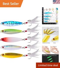 5 Count Jigging Spoons in 5 Colors - Perfect for Bass & Mackerel Fishing