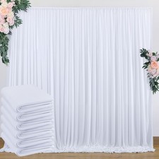 30 ft x 10 ft Free White Backdrop Curtain for Wedding Parties, Polyester Phot...