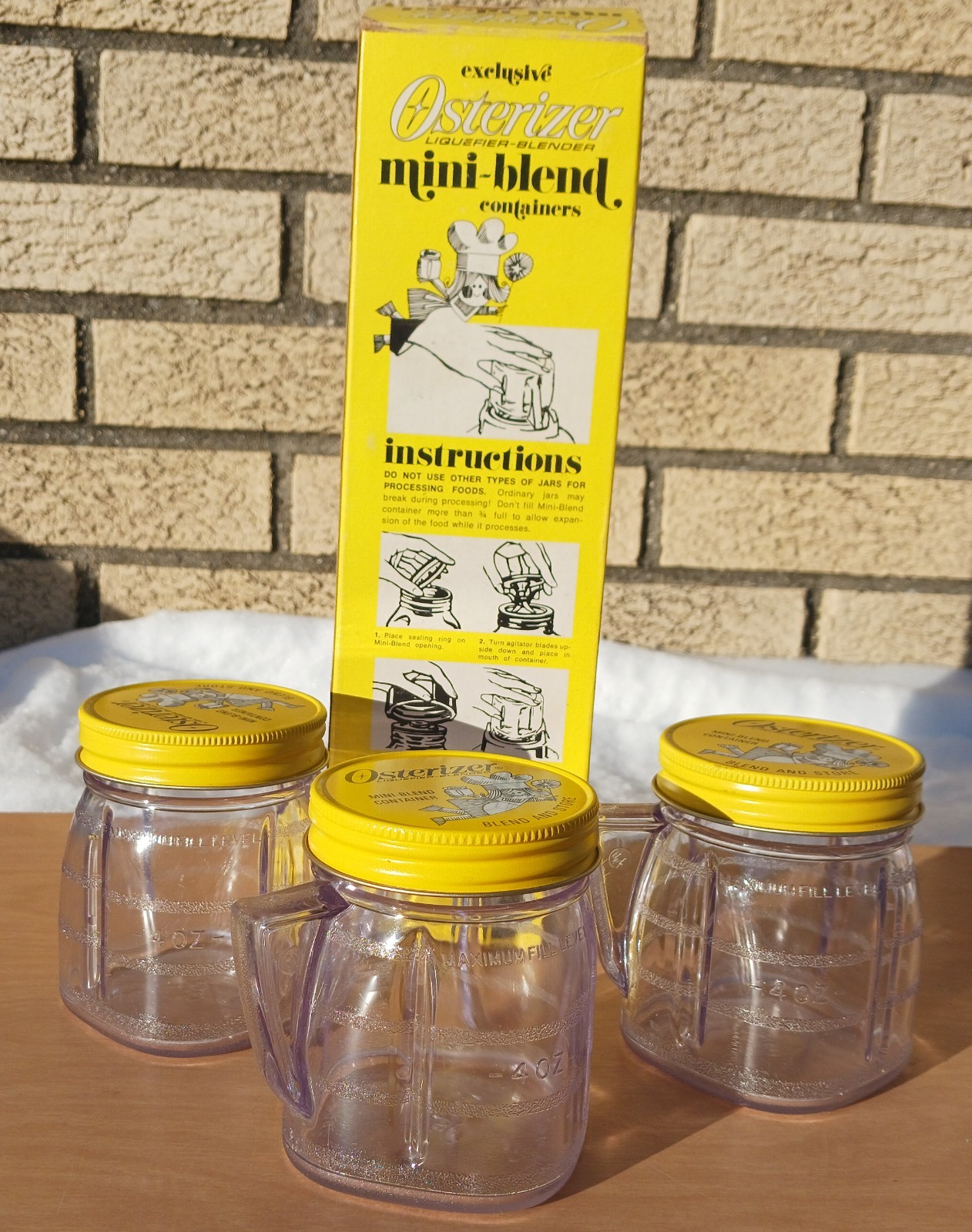 Set of 3 Vintage Osterizer Blender MINI-BLEND Jars Container