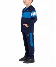 PUMA 2 PC SET ZIP UP Hoodie JACKET WITH PANTS Navy And BLUE Size 6
