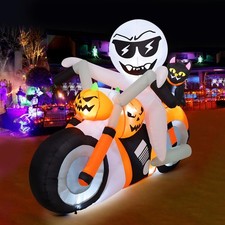 6 FT Ghost Riding Motorcycle Halloween Blow Ups Inflatable Outdoor Decorations