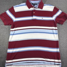 Vintage Tommy Hilfiger Shirt XL Multicolor Stripe Cotton Short Sleeve Polo 90s