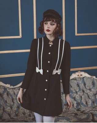 NWT Lively Ghosts Lurch Dress Jacket Coat  Bow Wednesday Addams Goth Sz Medium