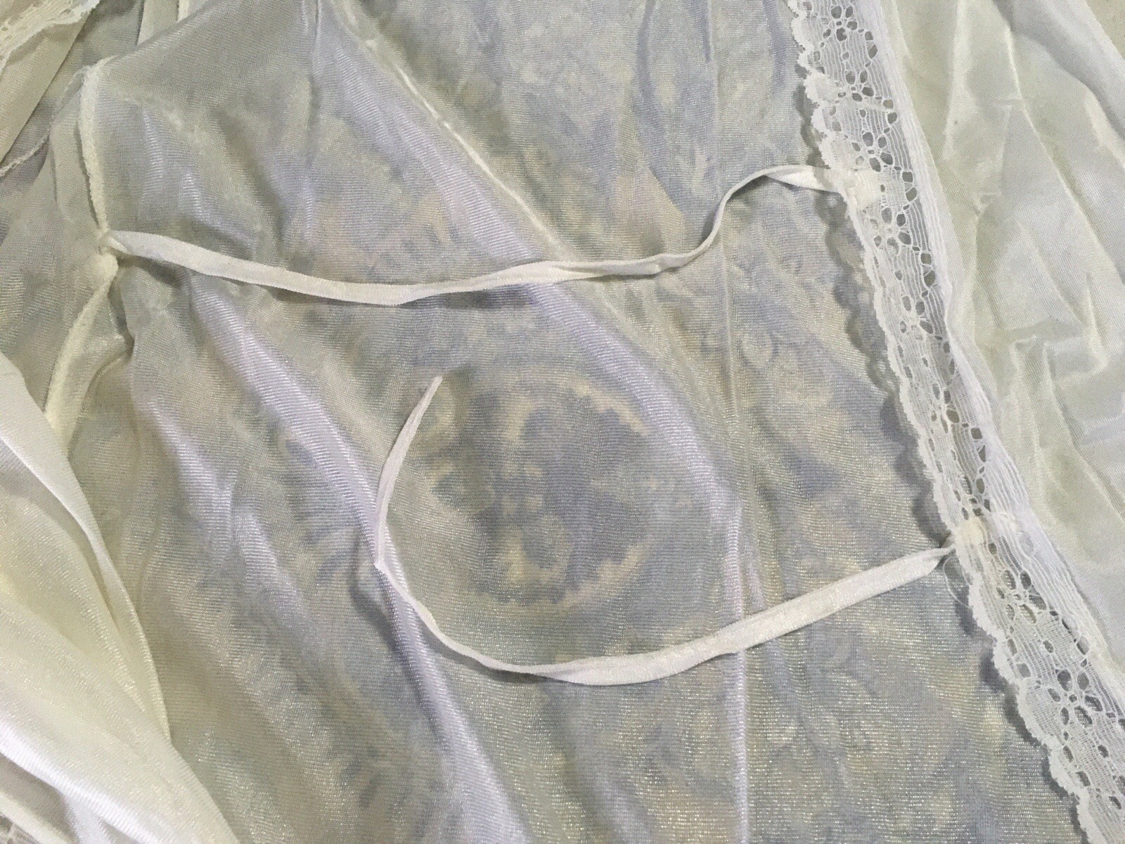 Vintage Nightgown Robe Set Womens Medium Lace Trim Peignoir Sleepwear 70s