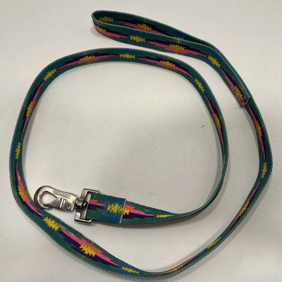 "Correa para perro Tuff Lock verde rosa amarillo púrpura estampado azteca 46"" de largo" Foto 2 de 4