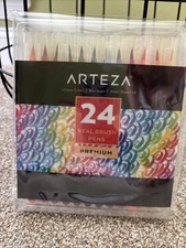 Real Brush Pens 24 Colors For Watercolor Painting With Flexible Nylon Brush Tips