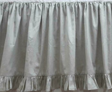 3Side Silver Solid Ruffle Bed Skirt with Bottom Ruffle 600 TC Cotton Open Corner