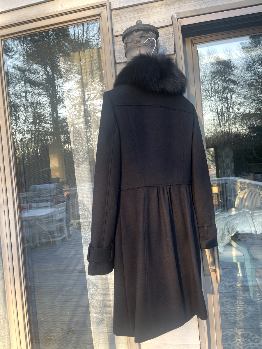 NWT BURBERRY COATBRIDGE BLACK WOOL CASHMERE FOX COLAR TRENCH COAT