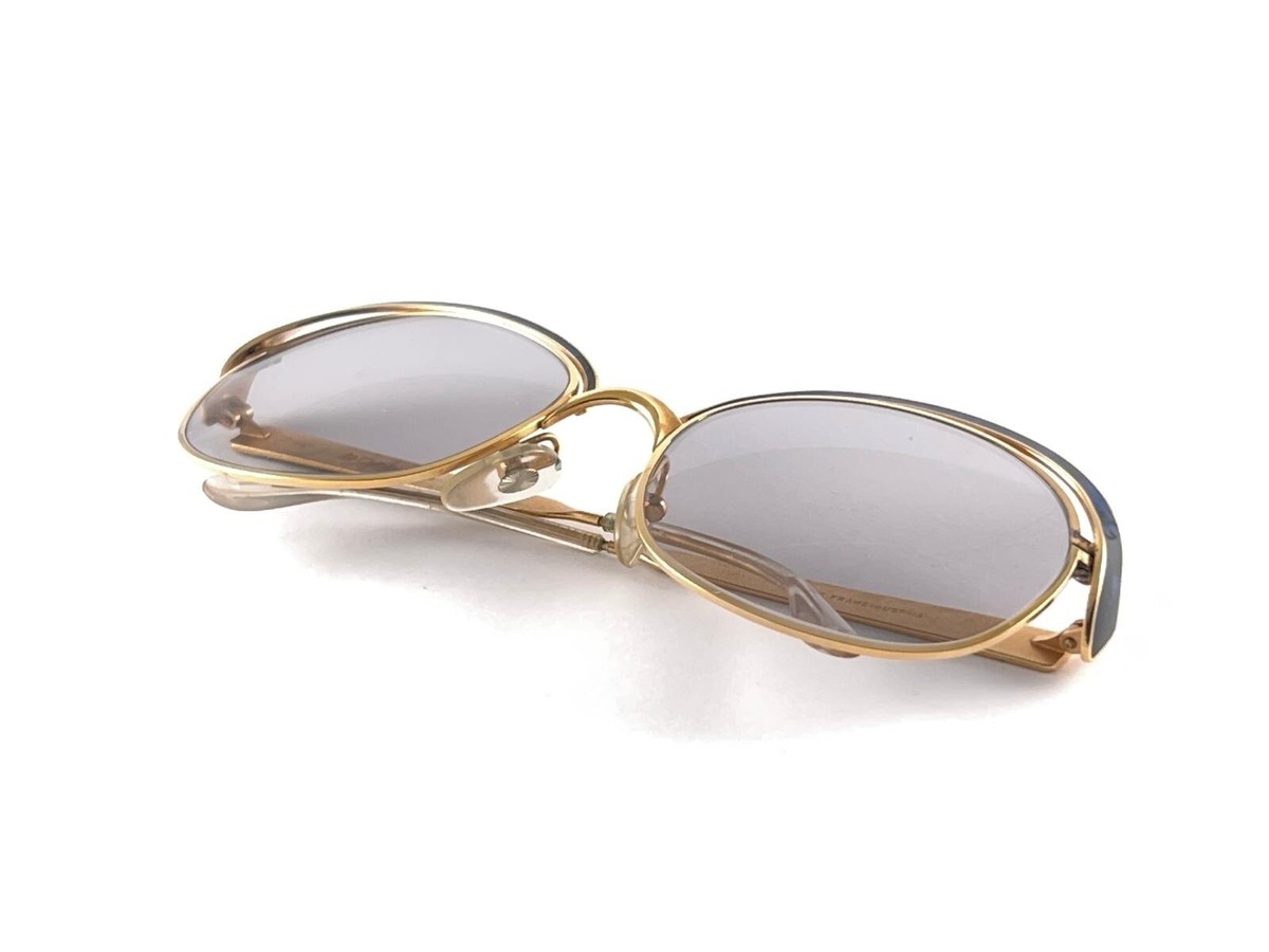 VINTAGE CHRISTIAN DIOR 2037 GOLD & BLUE MARBLED SUNGLASSES