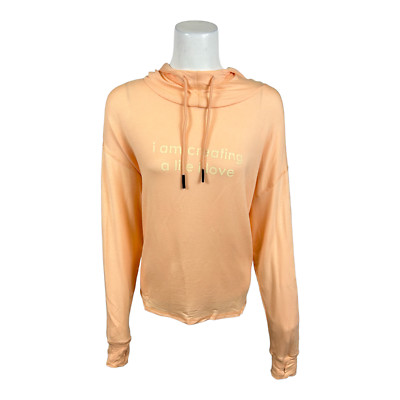 Mind Body Love by Peace Love World Womens Relaxed Hoodie Bright Peach Small Size