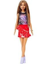 2018 Barbie Fashionista Doll #123 with Braided Hair Wearing Girl Power T-Shirt