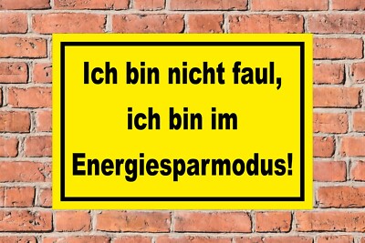 Schild Ich bin nicht faul Energiesparmodus - in 4 Größen Spruch lustig witzig