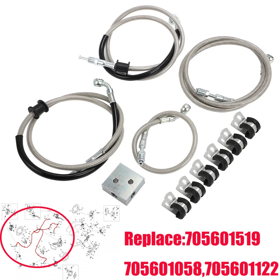 Línea de manguera de freno trenzada delantera 705601519 para Can-Am Outlander Max 650 850 1000 Foto 2 de 4