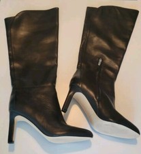 Nine West Size 9M Sancha Heeled Dress Boot Black Leather, New